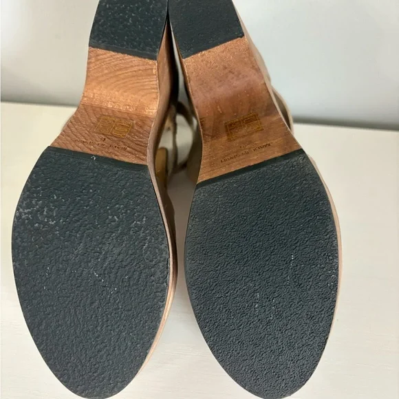 Free People Cedar Leather Clogs Boho Coastal Cowgirl Platform Heel Parchment 38 - Picture 4 of 8